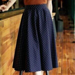 Uniqlo Navy Blue Polka Dot Circle Skirt with Pockets